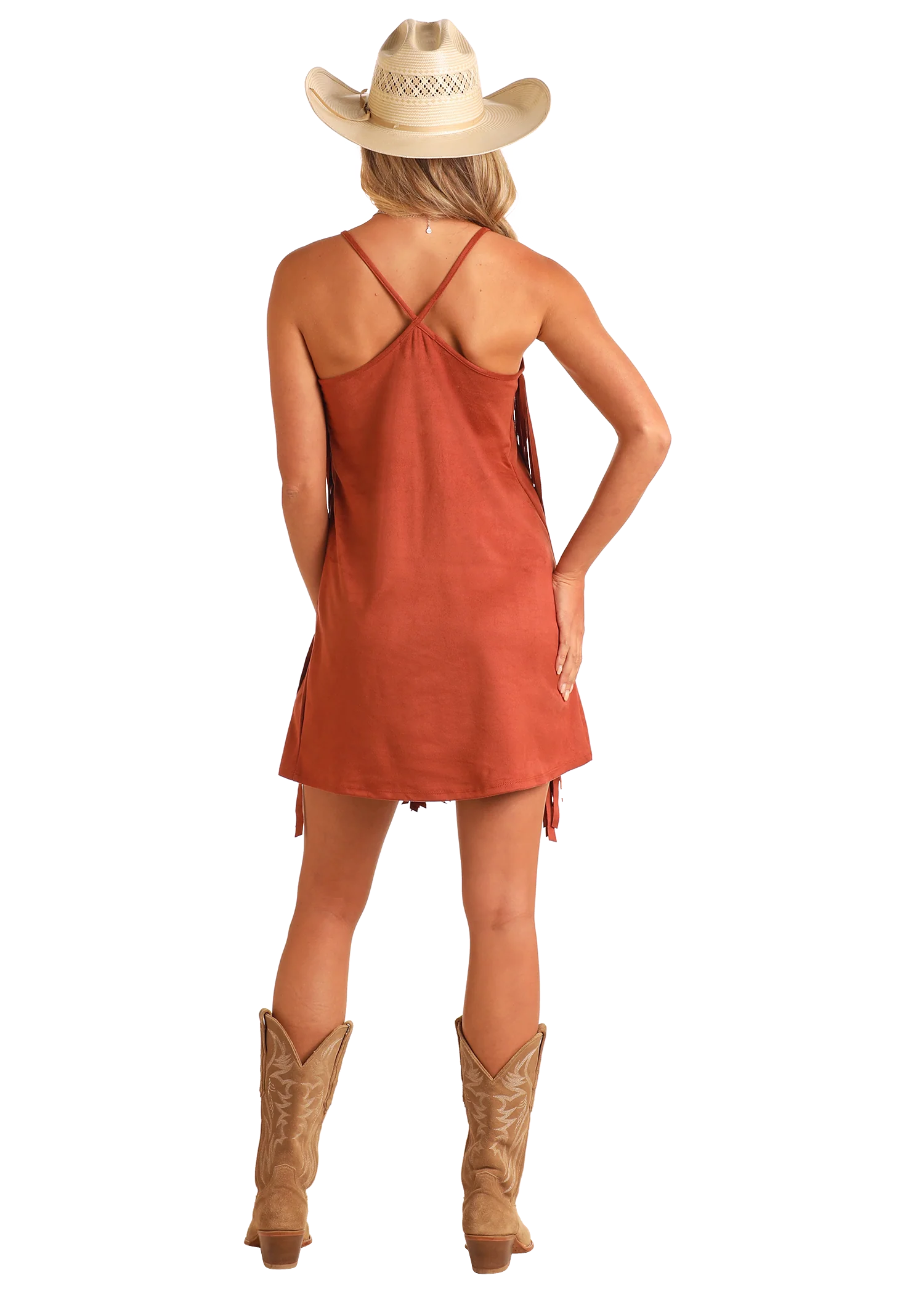 Fringe Fantastic Rust Microsuede Dress - Image 2