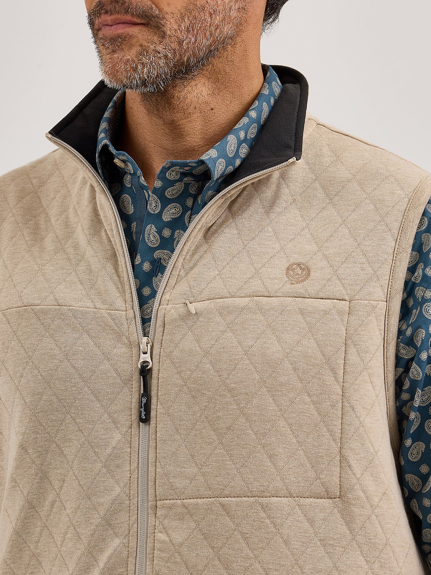 George Strait Tan Quilted Vest - Image 2