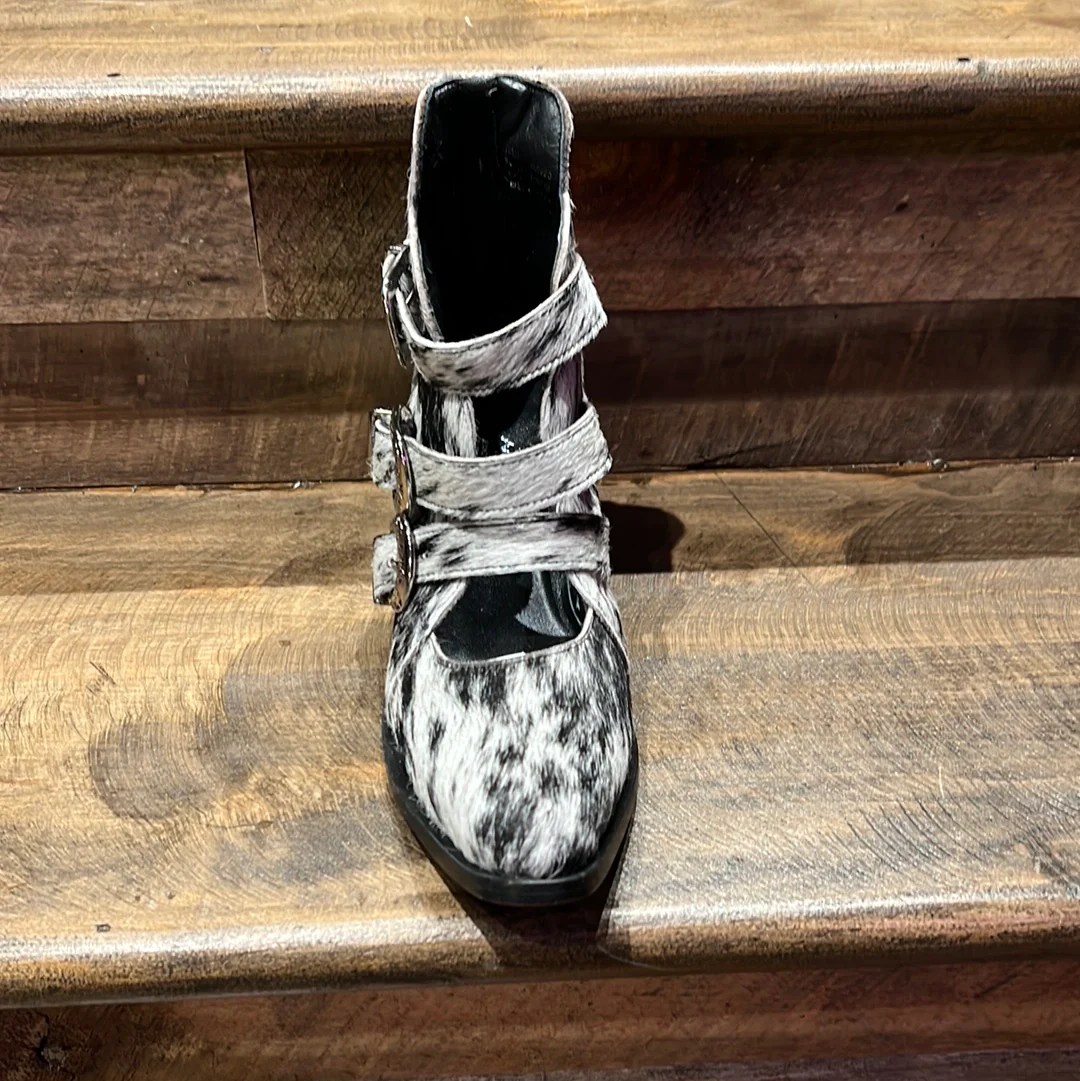 Buckle up cowhide booties agave sky - Image 2