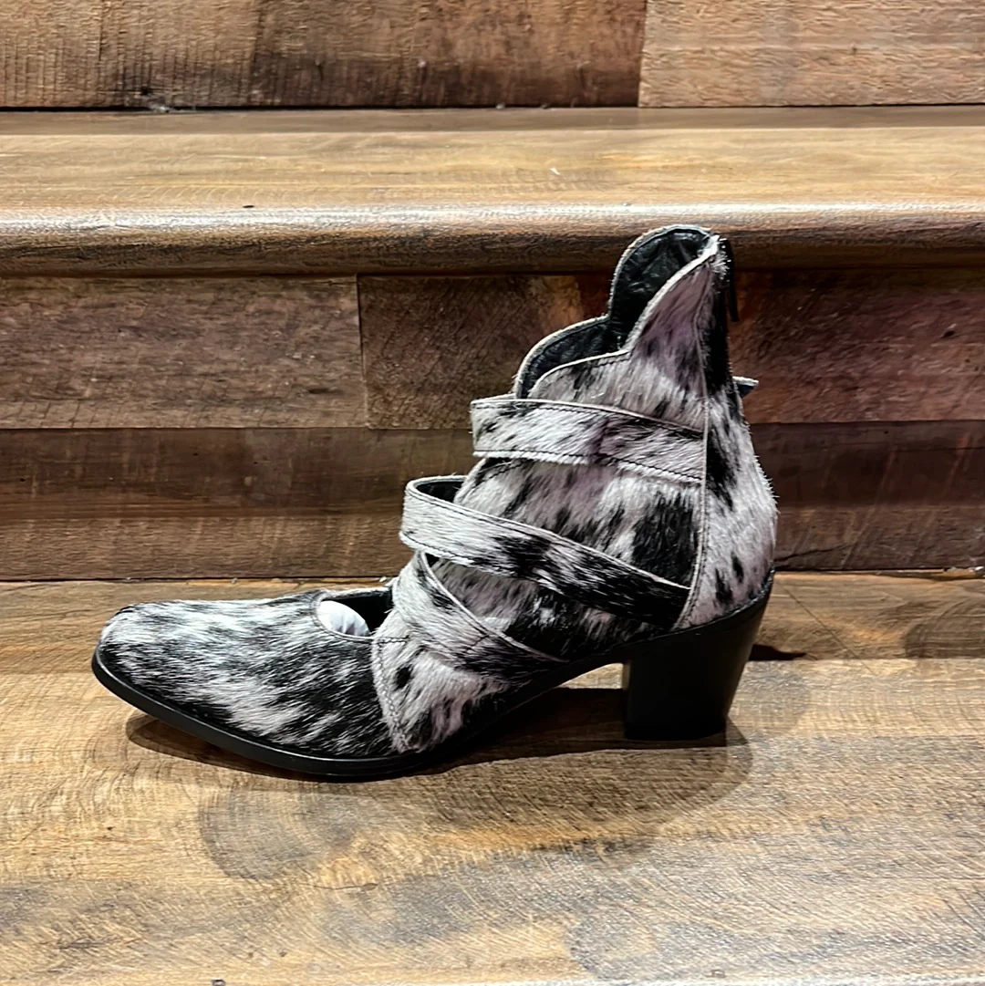 Buckle up cowhide booties agave sky - Image 3