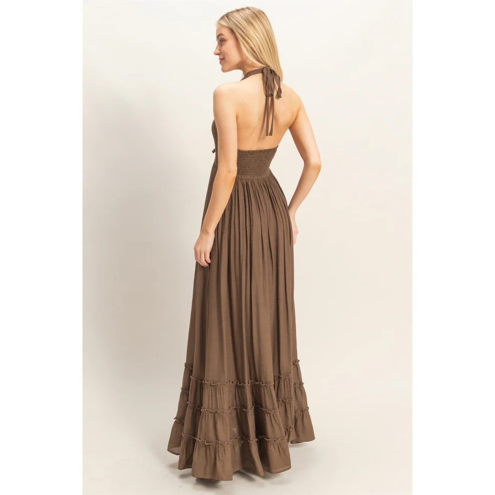 Halter Chocolate Maxi Dress - Image 2