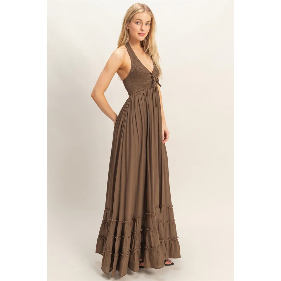 Halter Chocolate Maxi Dress - Image 4