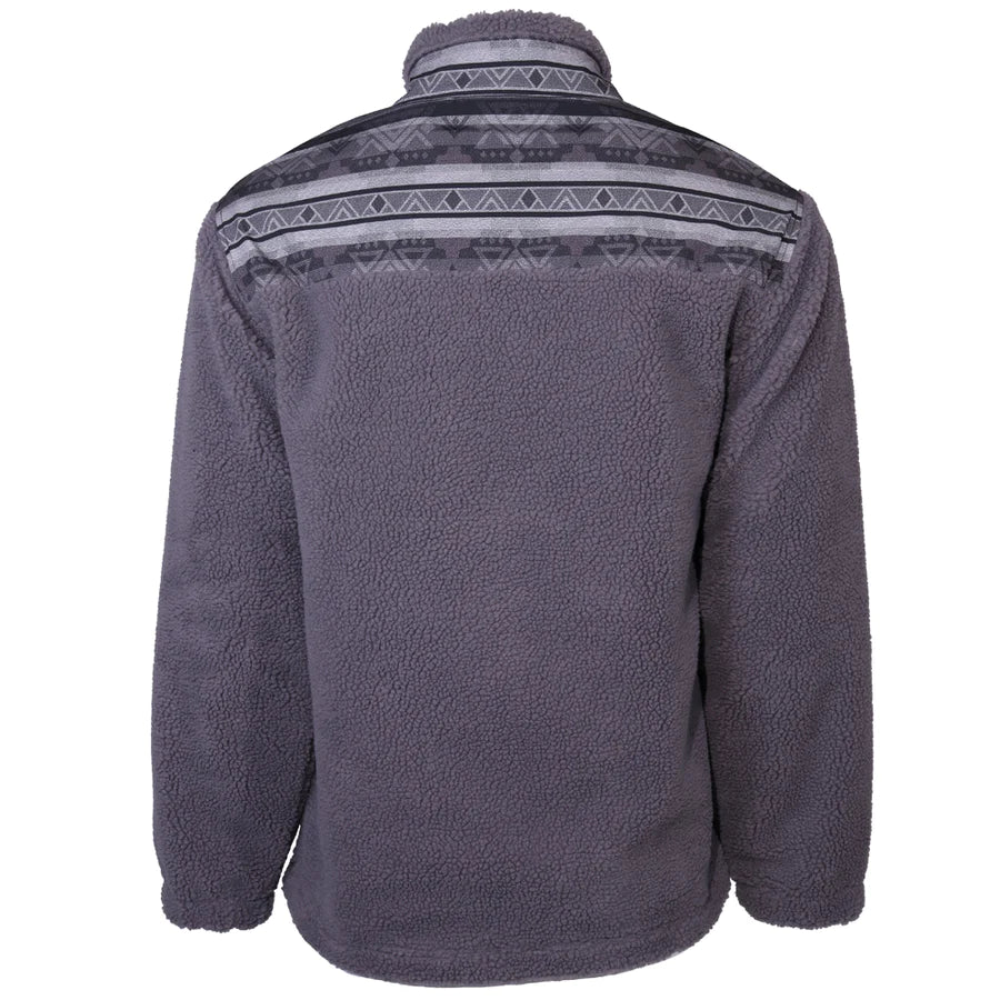 Final Sale ✨Hooey Sherpa Fleece Pullover Gray Serape - Image 2