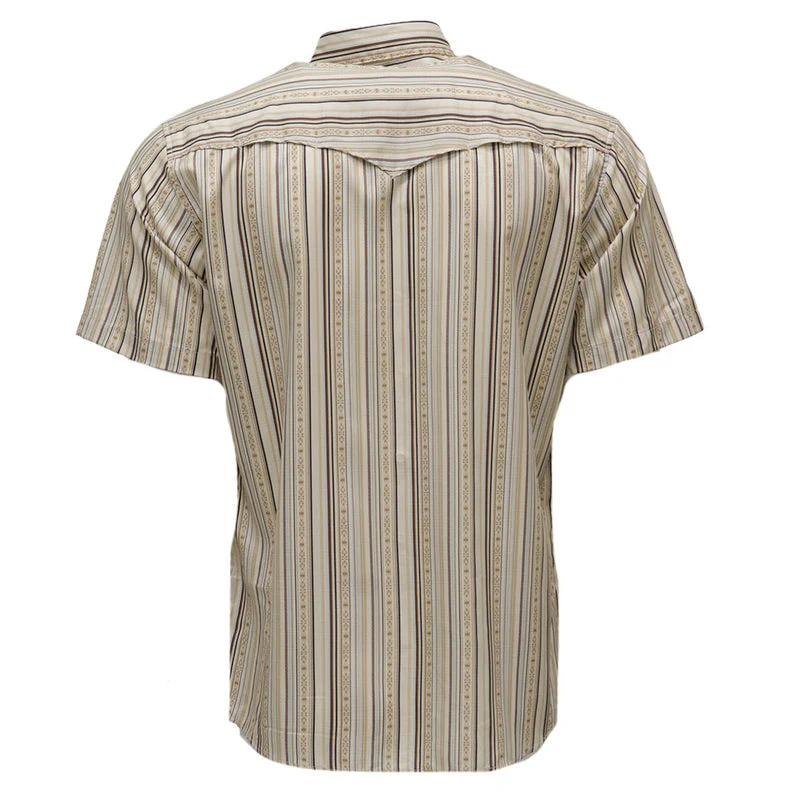 Hooey Sol Short Sleeve Pearl Snap Shirt Cream/Stripe - Image 2