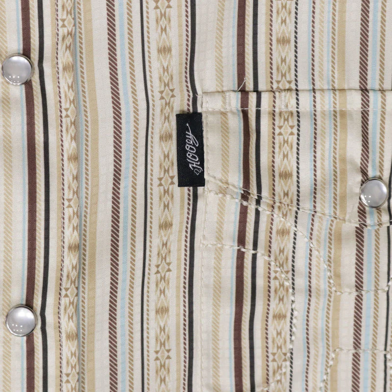 Hooey Sol Short Sleeve Pearl Snap Shirt Cream/Stripe - Image 3