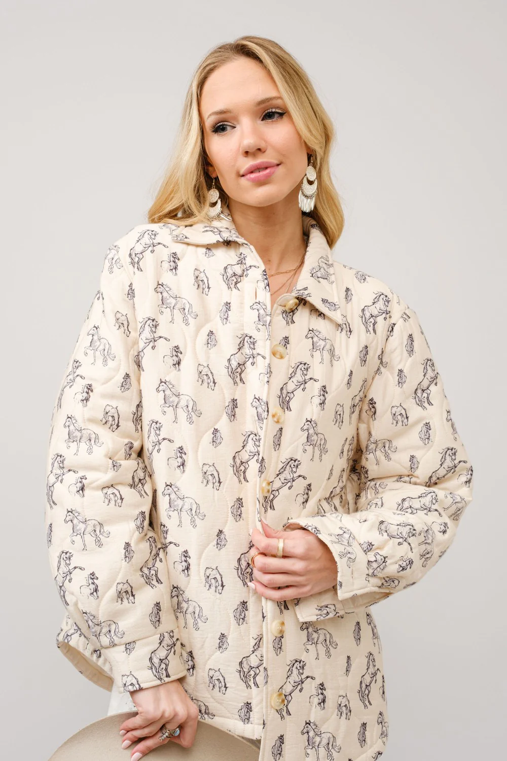 Horses Quilted Shacket - Image 3