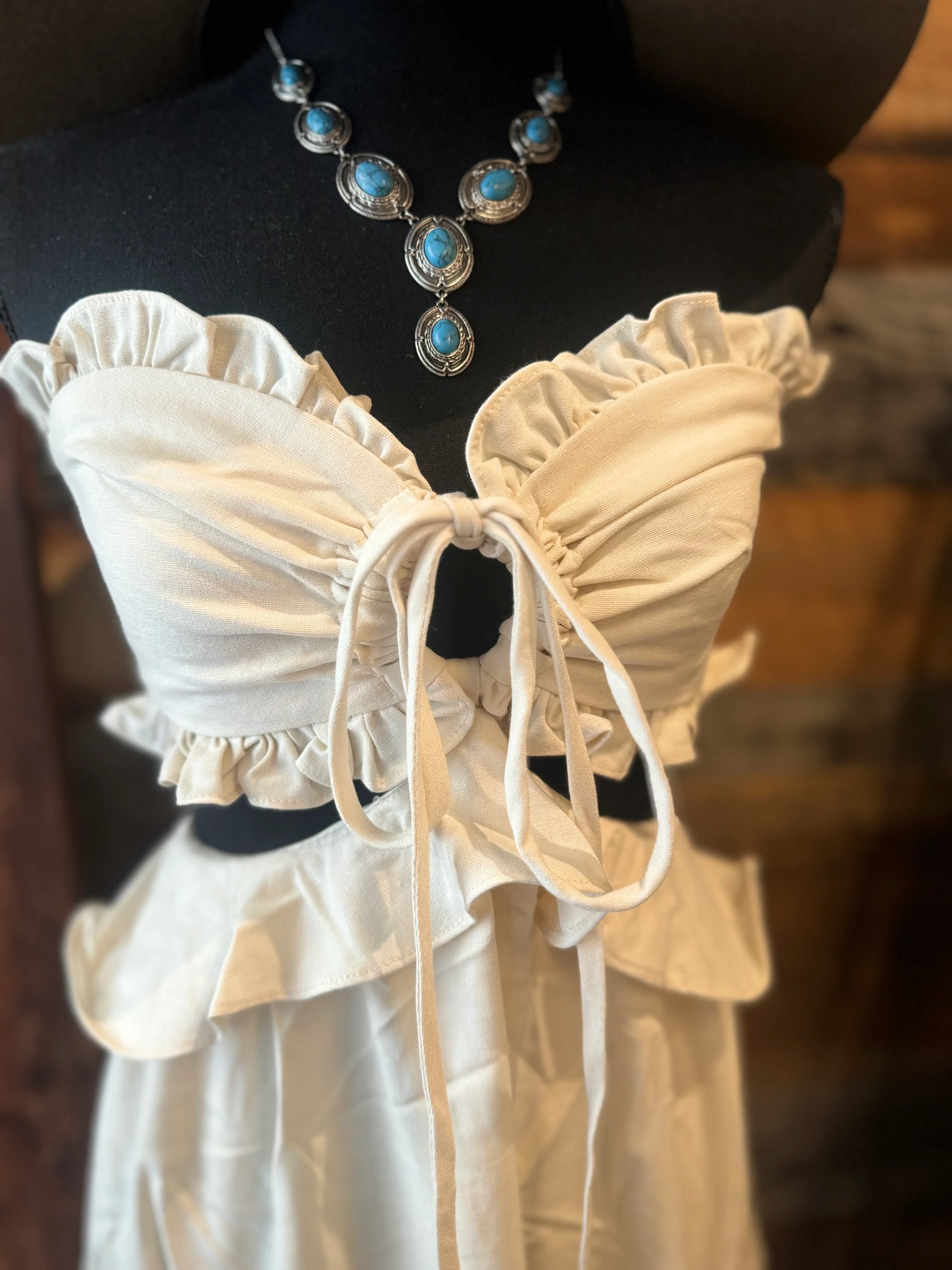 Isabelle Ivory Maxi Halter Dress - Image 2