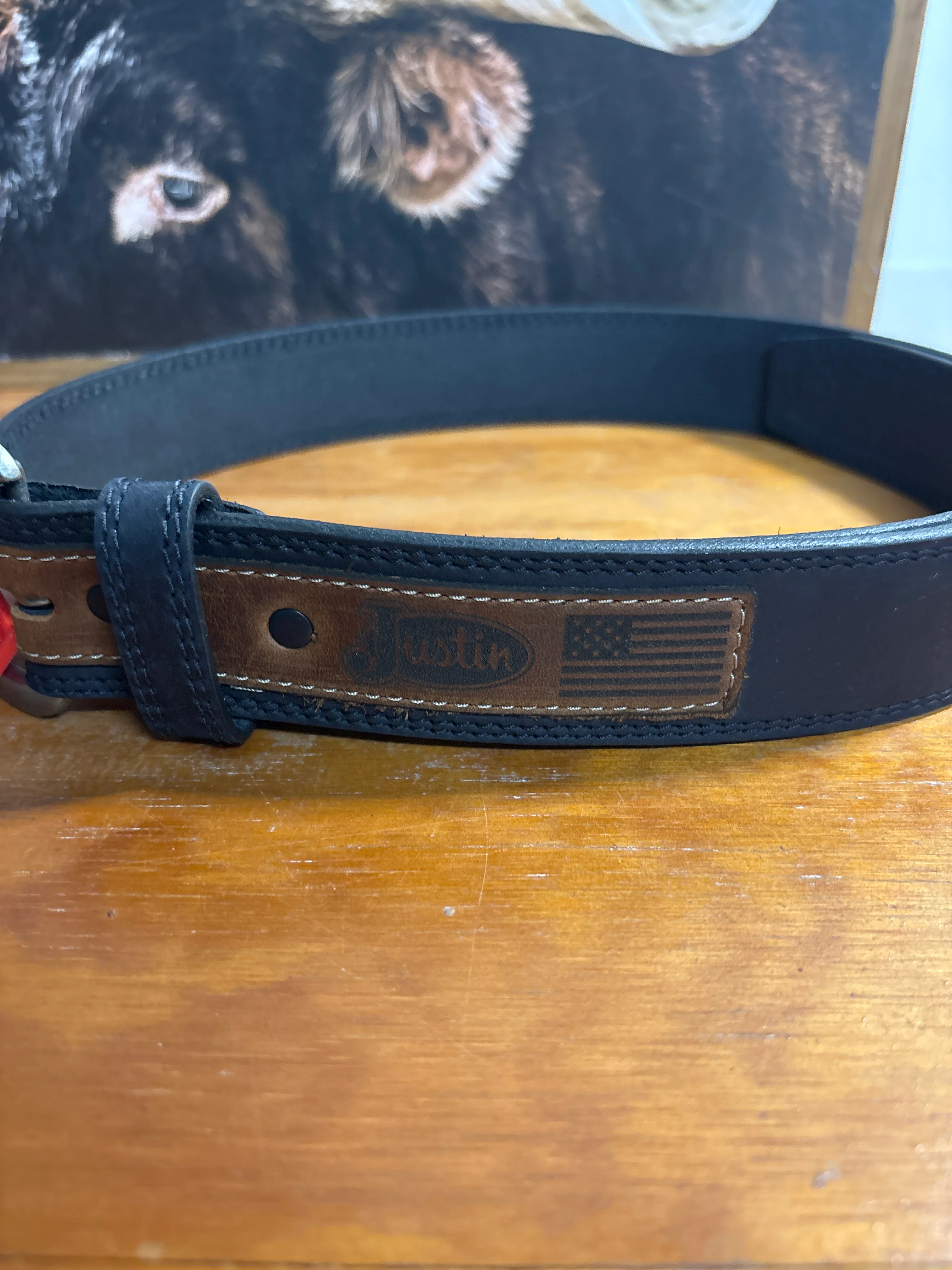 Justin Black Leather Belt - Image 2