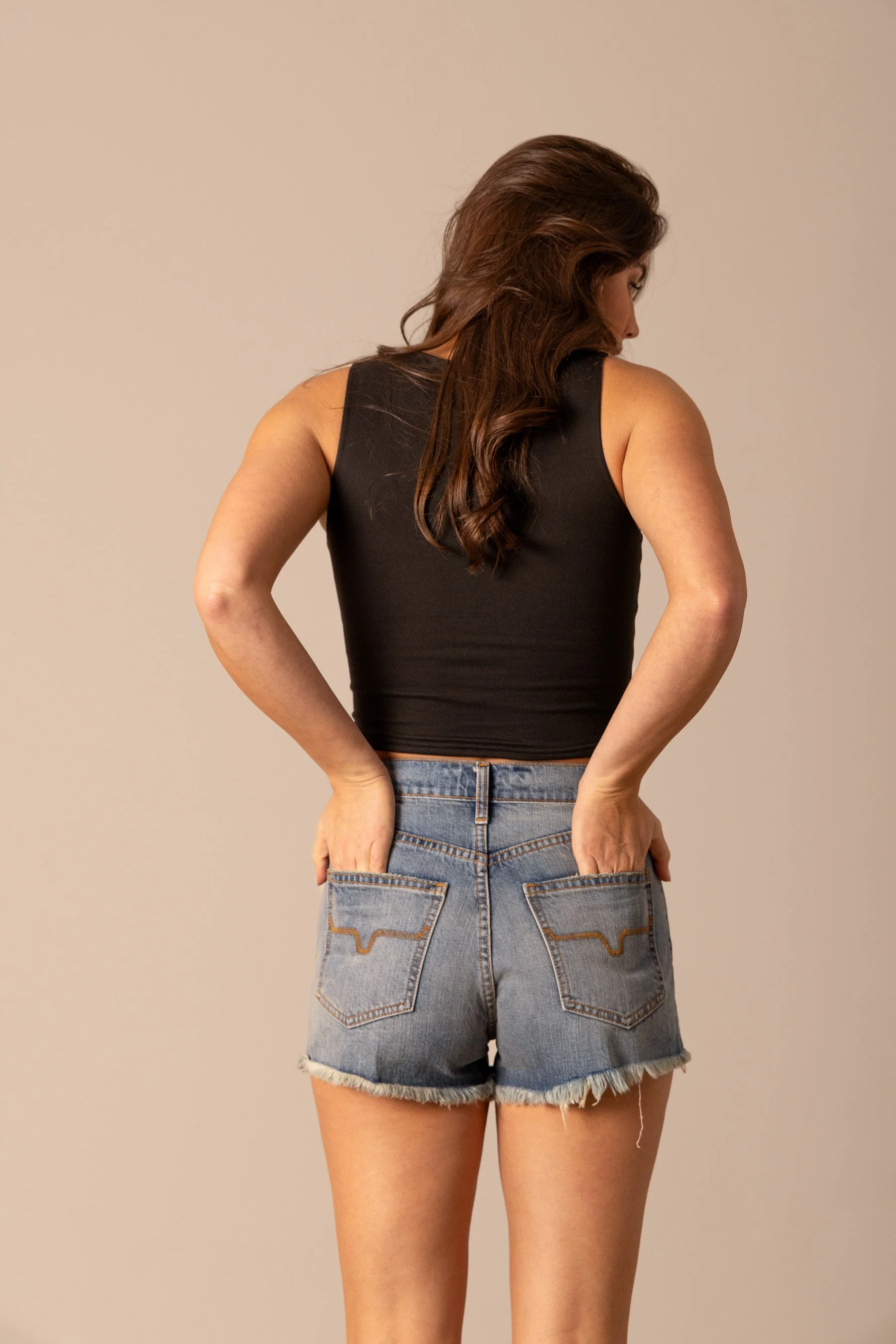 Kimes Daisy Mid Wash Distressed Shorts - Image 3