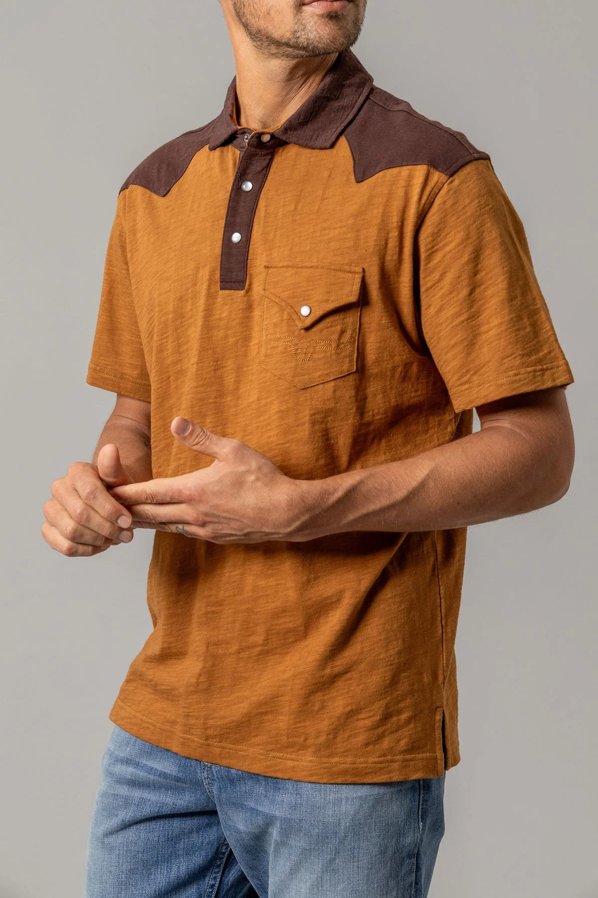 Kimes G-2 Brown Men's Polo Shirt - Image 2