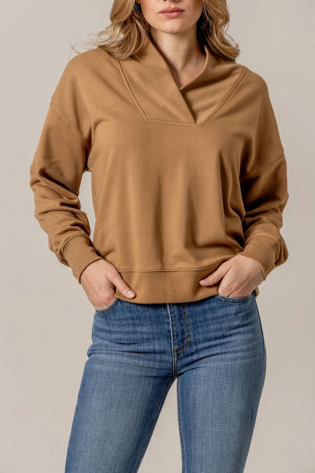 Last one✨Kimes Sandy Tan Cropped Crew - Image 3