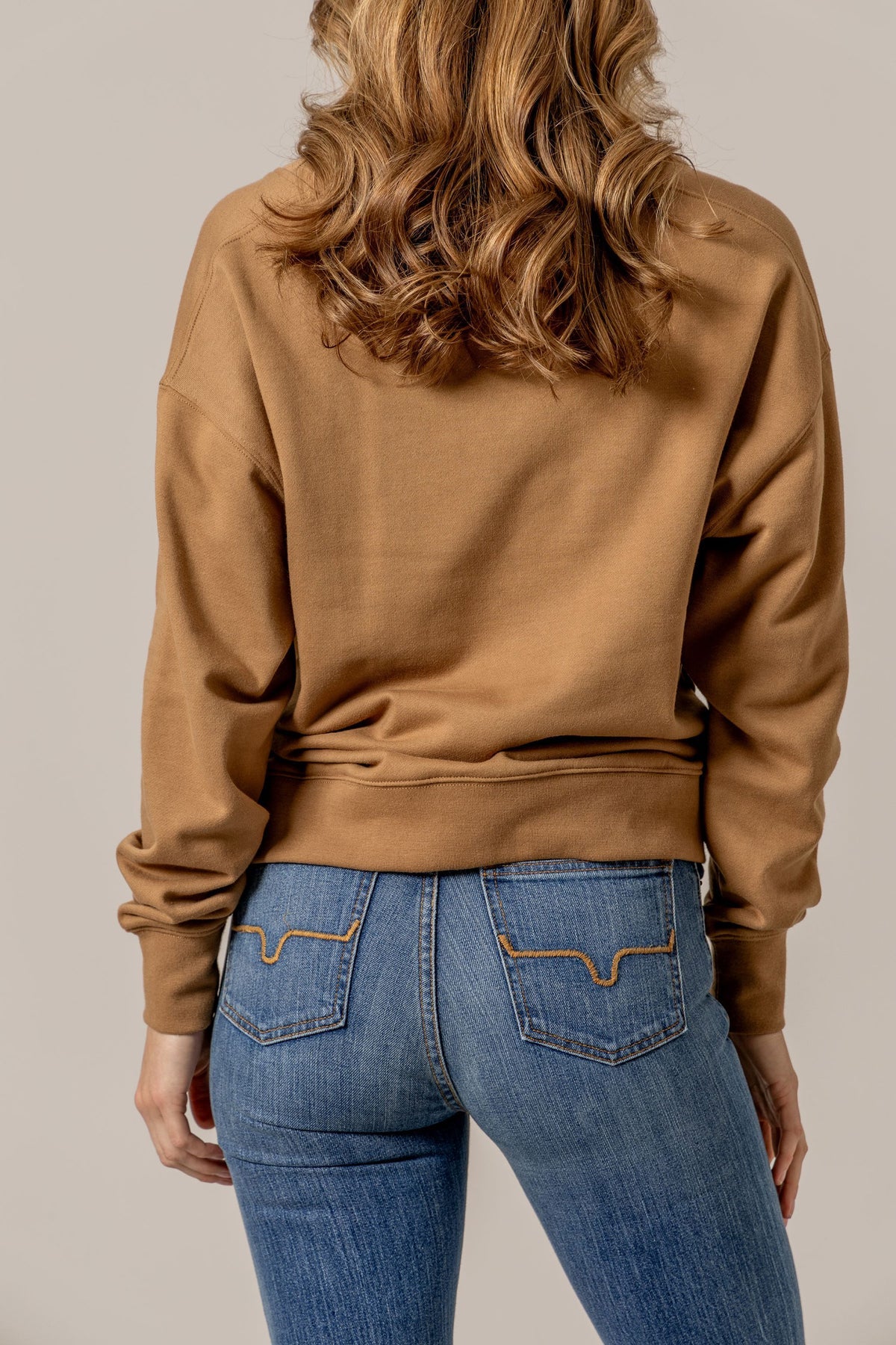 Last one✨Kimes Sandy Tan Cropped Crew - Image 4
