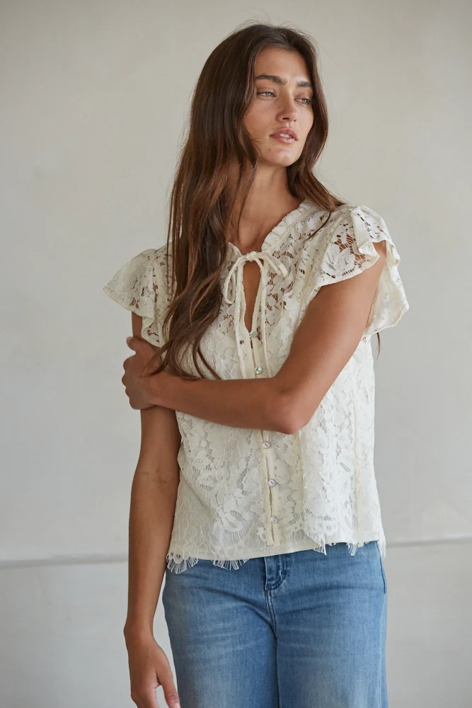 Lacey Button Down Top - Image 3