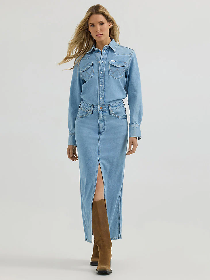 Laura Denim Maxi Dress - Image 9