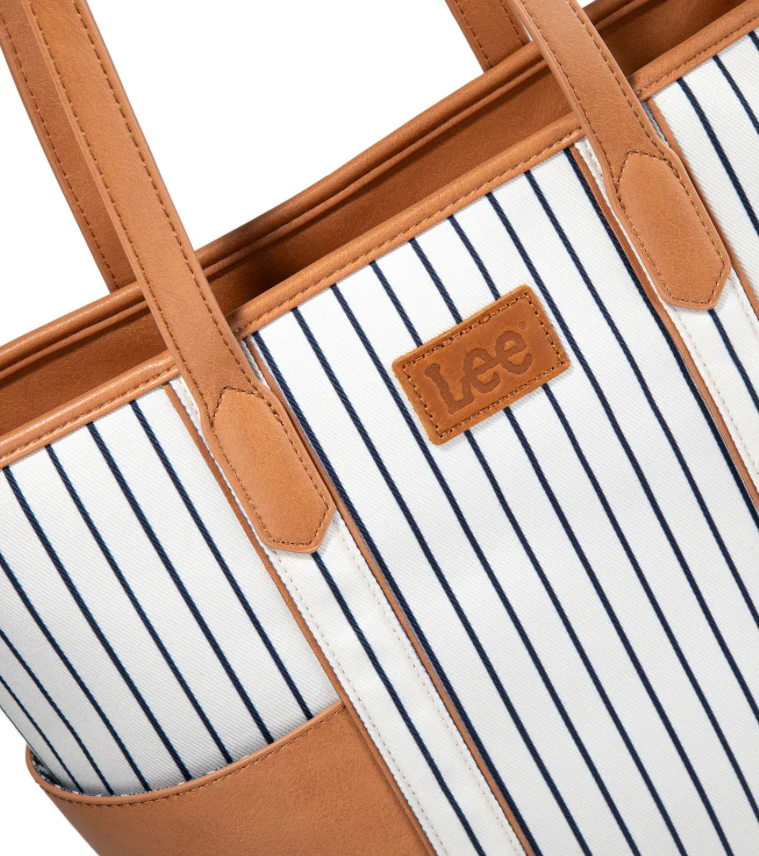 LEE Stripe Collection Shoulder Denim Canvas Tote Bag - Image 3