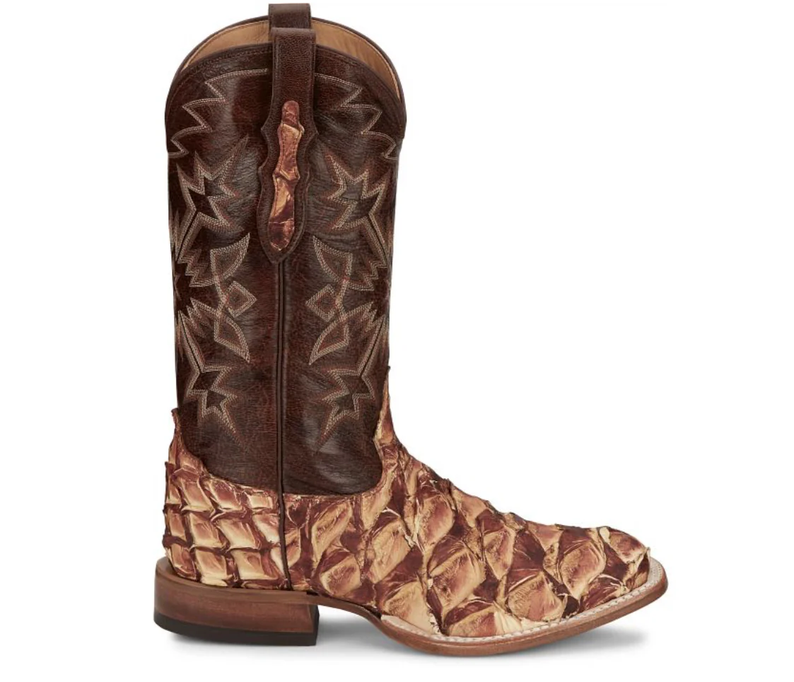 Leon Cognac Pirarucu Tony Lama Mens Boots - Image 3