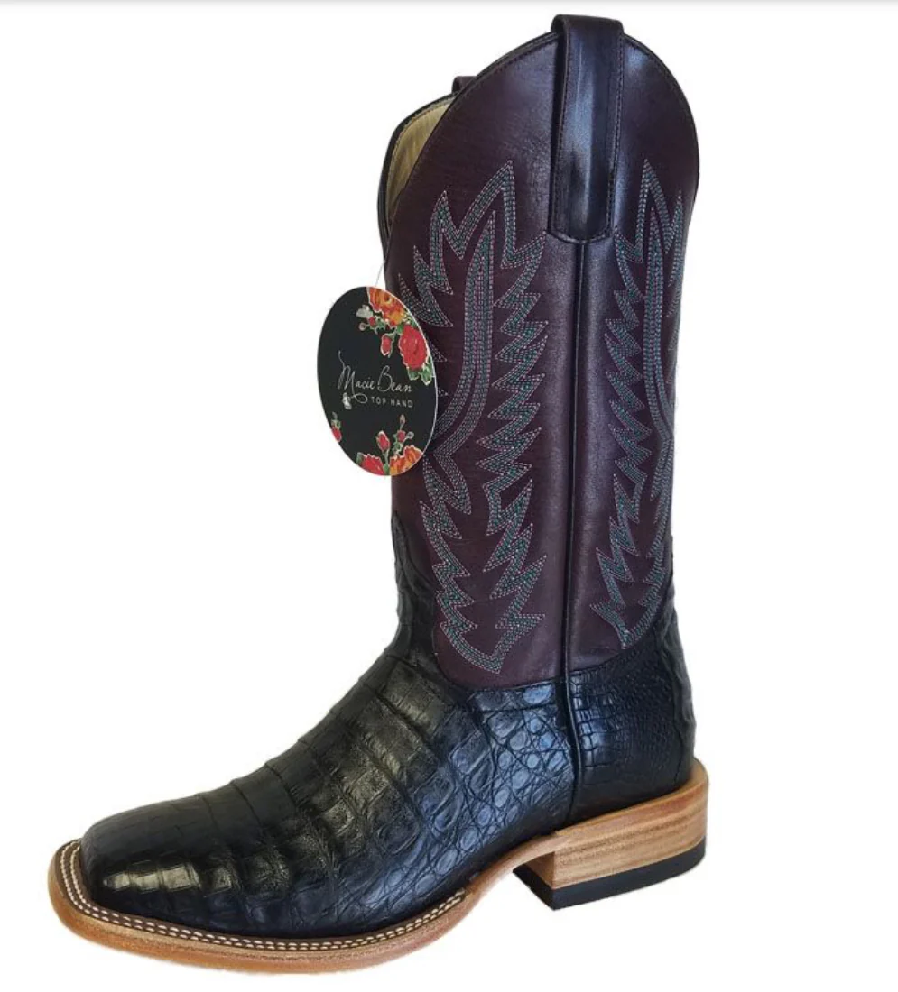 Macie Bean Black Caiman Boots - Image 2