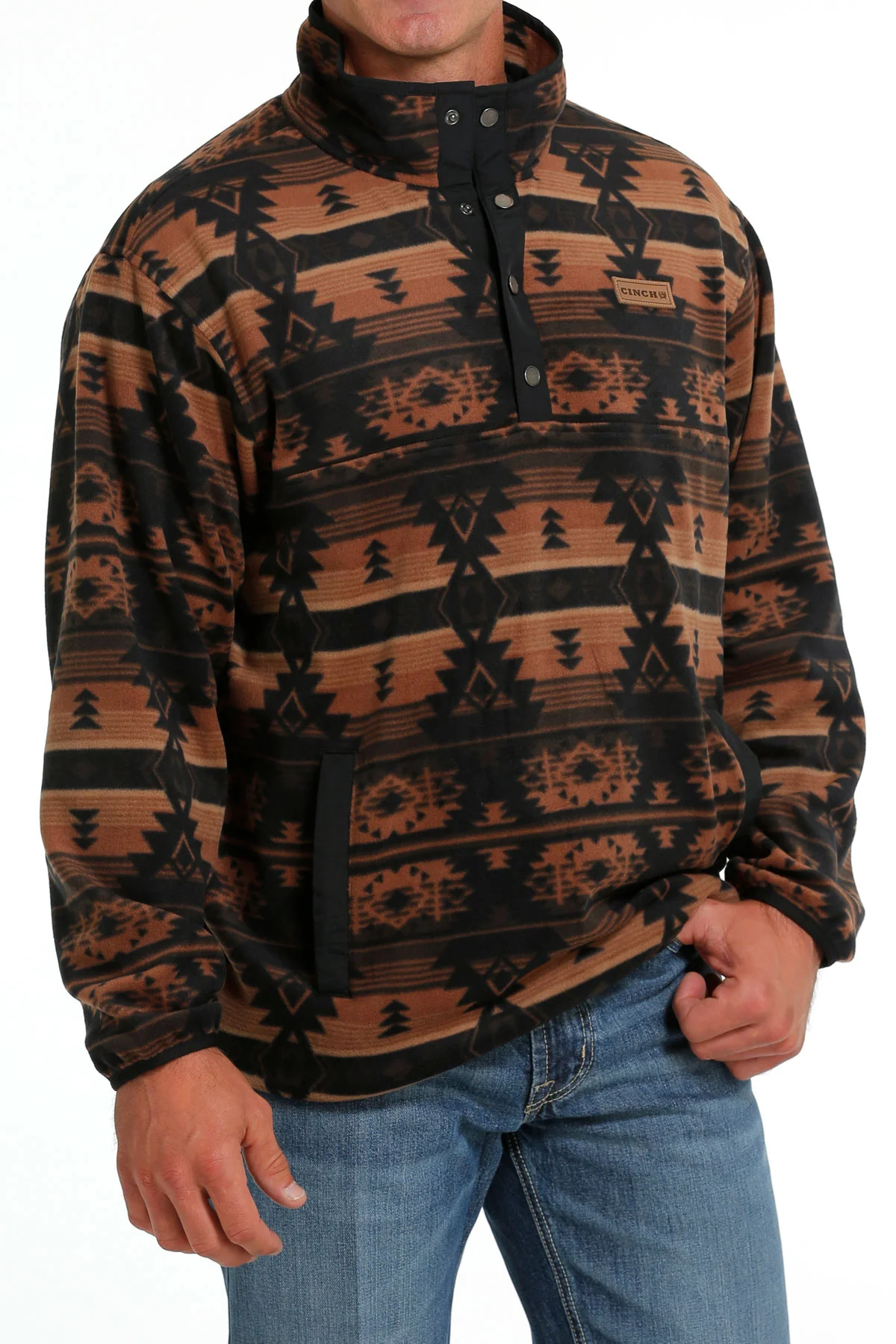 Final Sale ✨Cinch Men’s Brown Aztec Fleece Pullover - Image 2