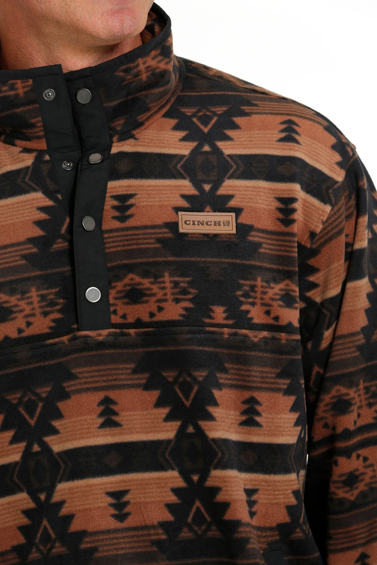 Final Sale ✨Cinch Men’s Brown Aztec Fleece Pullover - Image 3