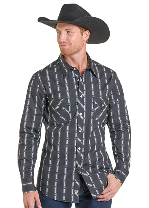 Black Diamond Stripe Men's Snap Up - Image 2