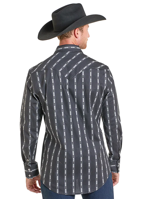 Black Diamond Stripe Men's Snap Up - Image 4