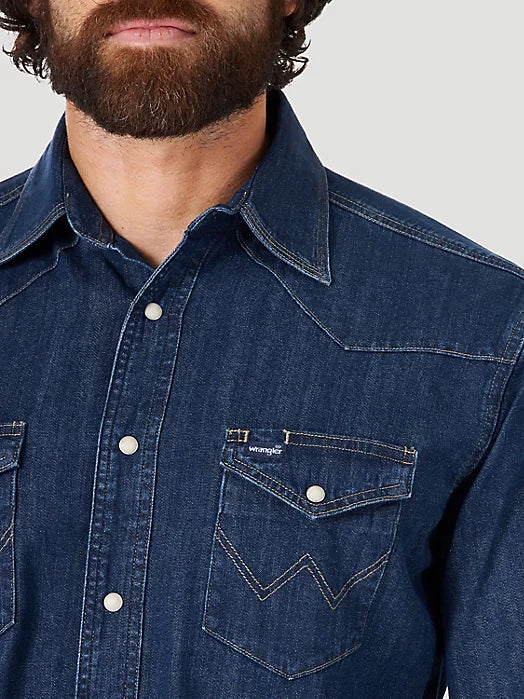 Final Sale ✨Wrangler Cowboy Dark Denim Snap Up - Image 4