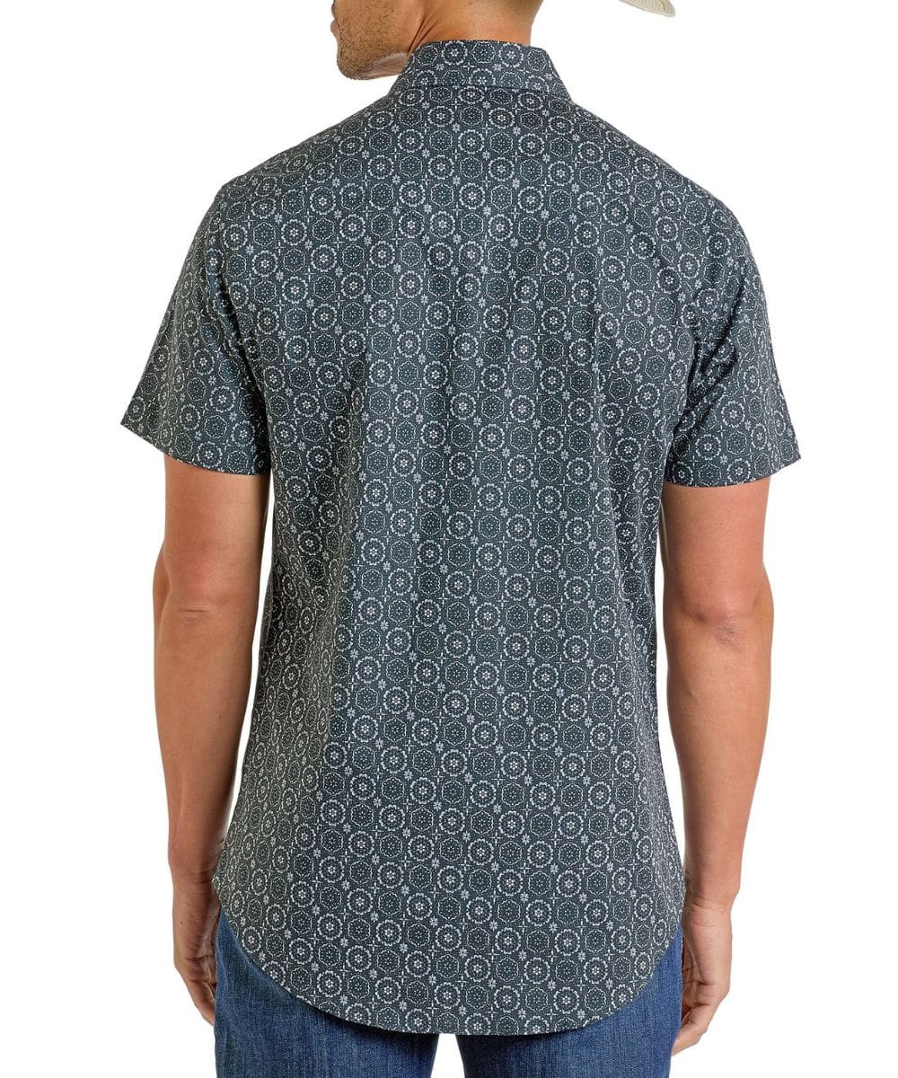 Men's All Over Medallion Short Sleeve Snap - Image 2