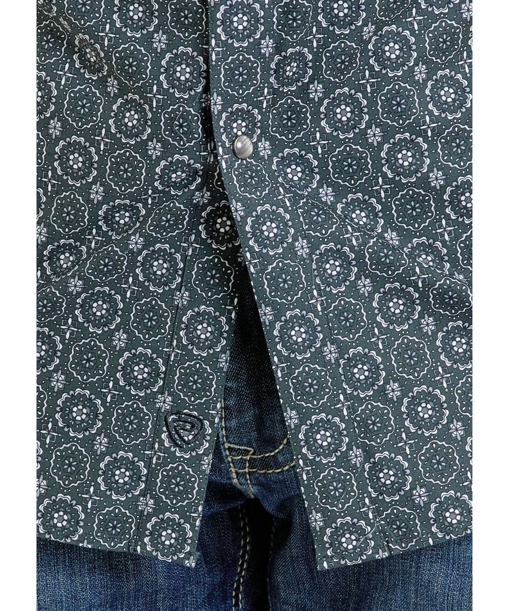 Men's All Over Medallion Short Sleeve Snap - Image 3