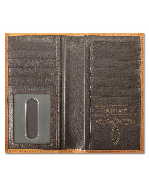 Men's Ariat Tan Rodeo Style Basket Weave Wallet - Image 2