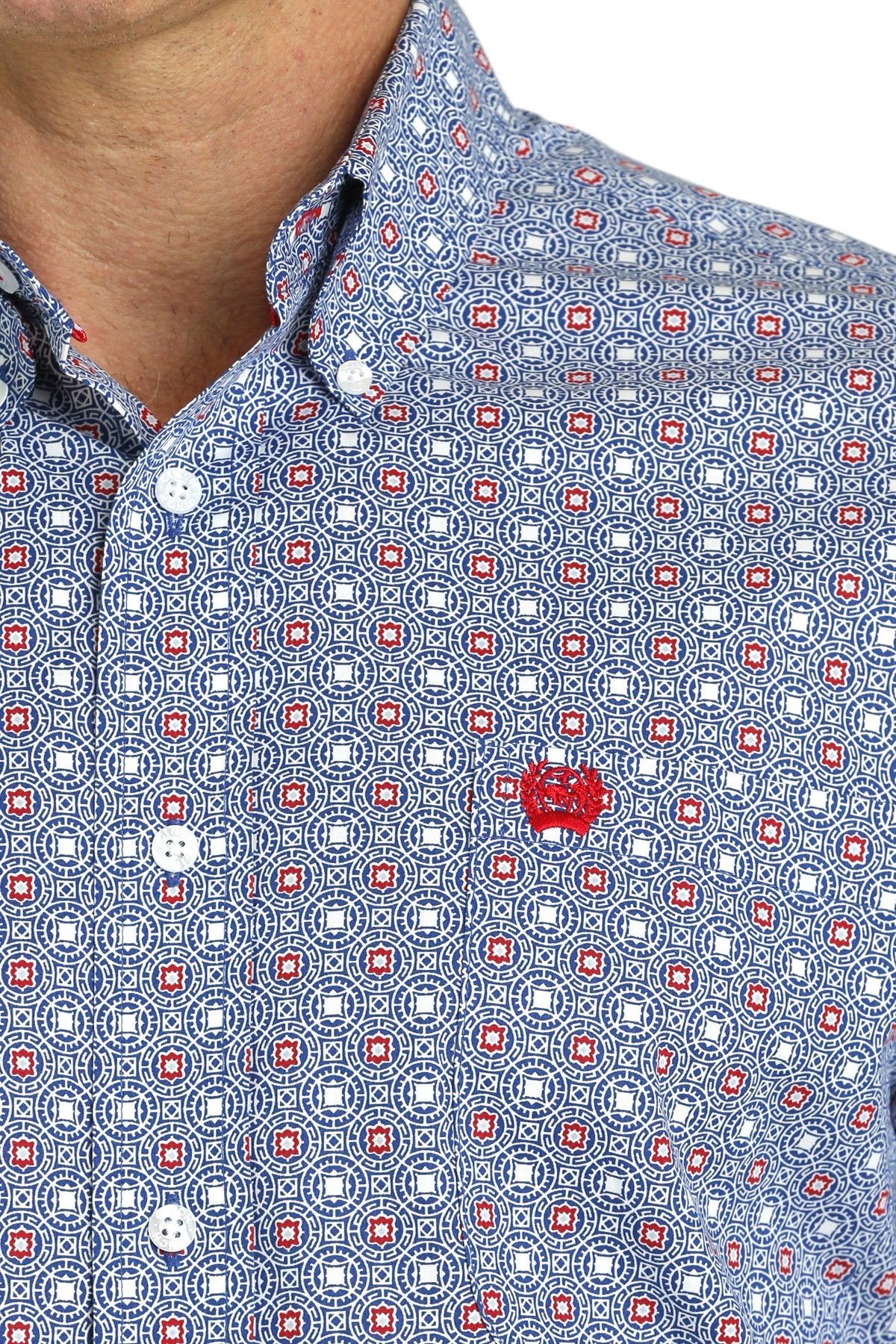 Men's Blue/White Medallion Button-Down - Image 2