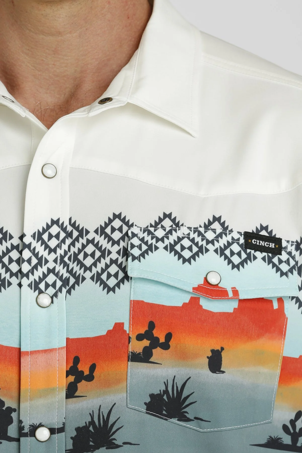 Final Sale ✨ Men's Border Print Vintage Western Camp Snap-Up - Image 2
