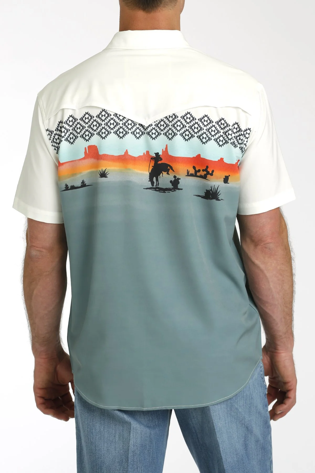 Final Sale ✨ Men's Border Print Vintage Western Camp Snap-Up - Image 3