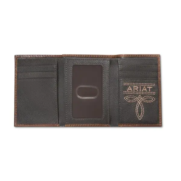 Men's Embossed Patch Trifold Wallet - Image 2