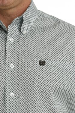 Men's Geometric Print Short Sleeve Button Down - Light Blue/Purple - Image 2