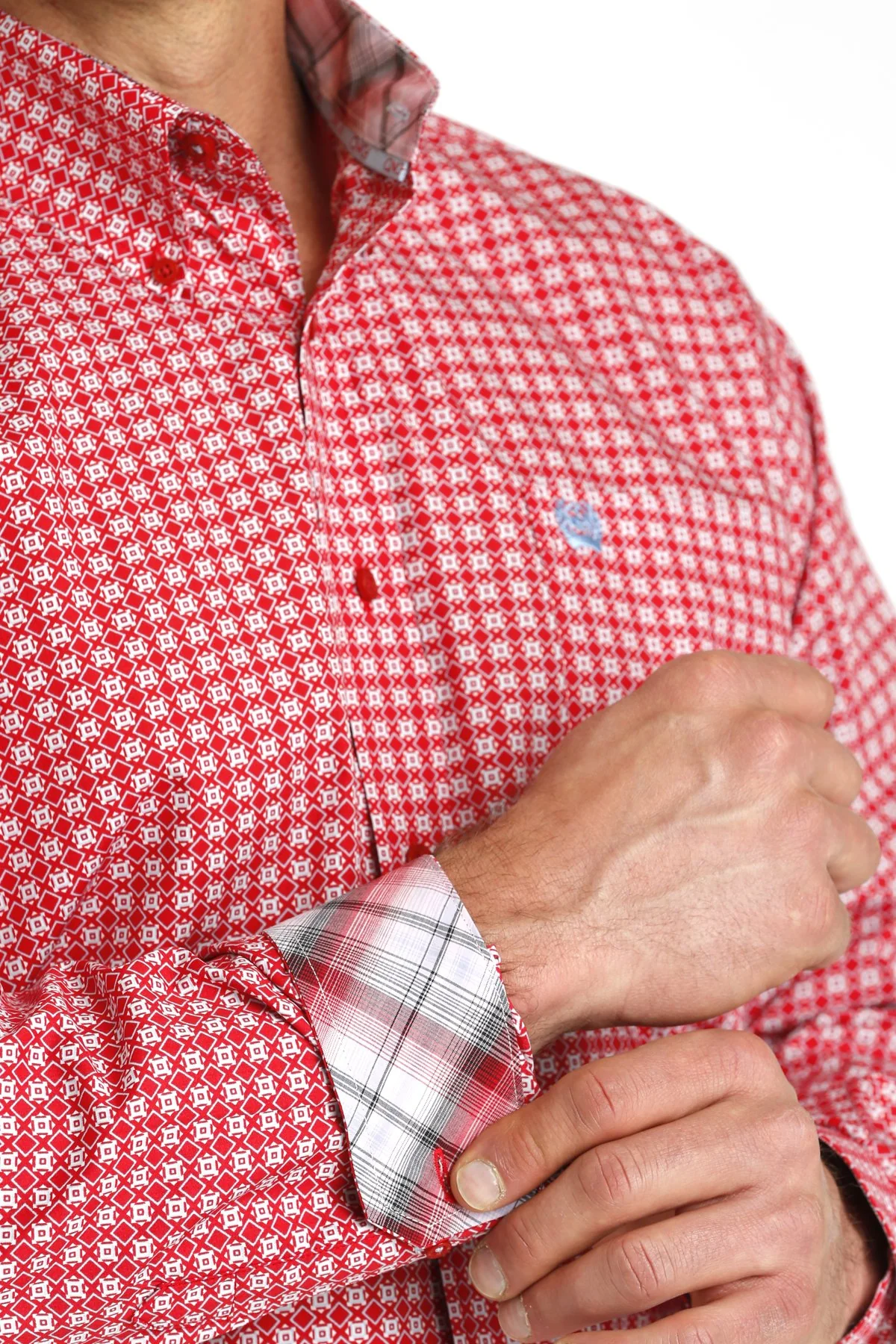 Final Sale ✨ Men's Red/Blue Medallion Button-Down - Image 2