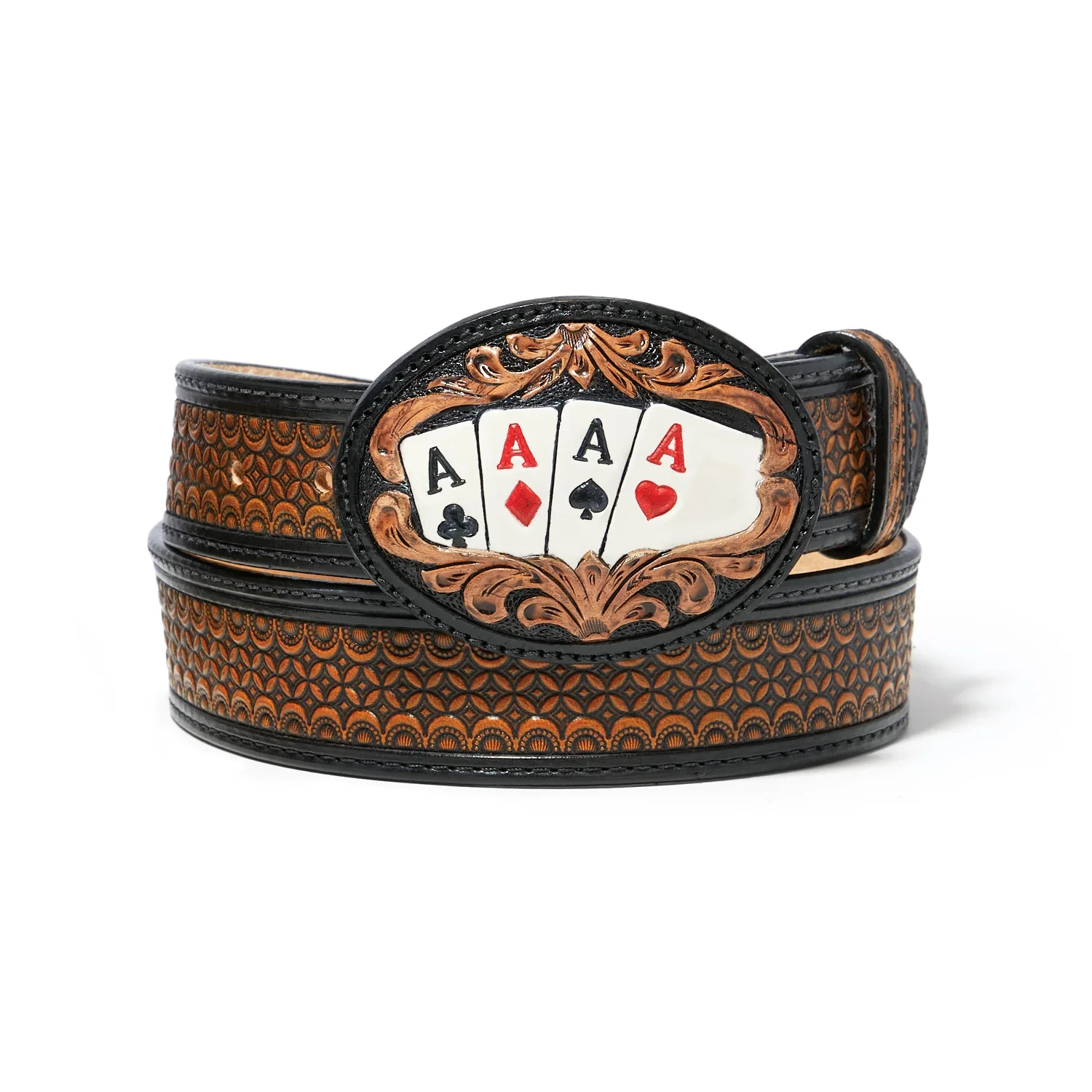 Men's Tony Lama Lucky Aces Western Belt - Image 2