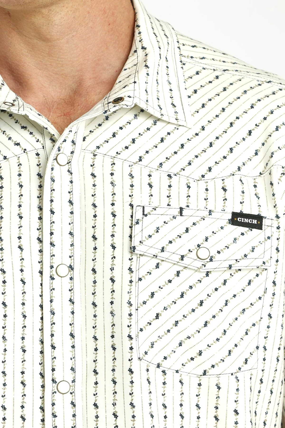 Final Sale ✨ Men's Vintage Cream Floral Western Camp Snap-Up - Image 2