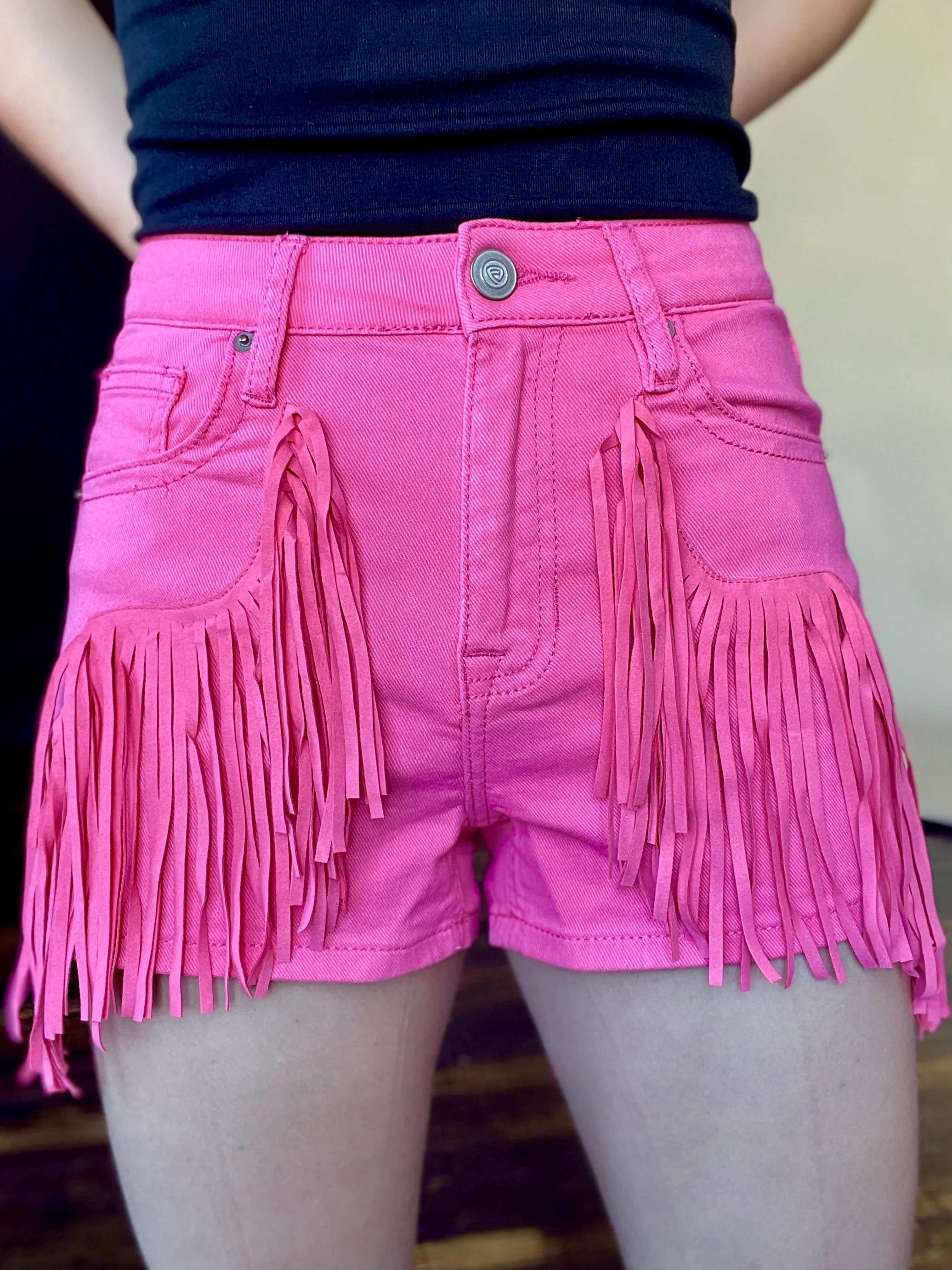 Final Sale ✨ Western Barbie Pink Fringy Shorts - Image 3