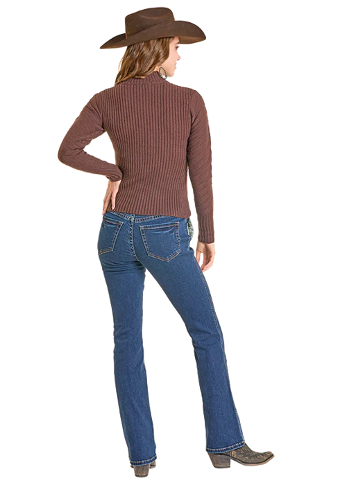 Moc Neck Brown Sweater - Image 2