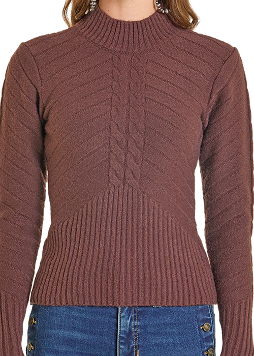 Moc Neck Brown Sweater - Image 3