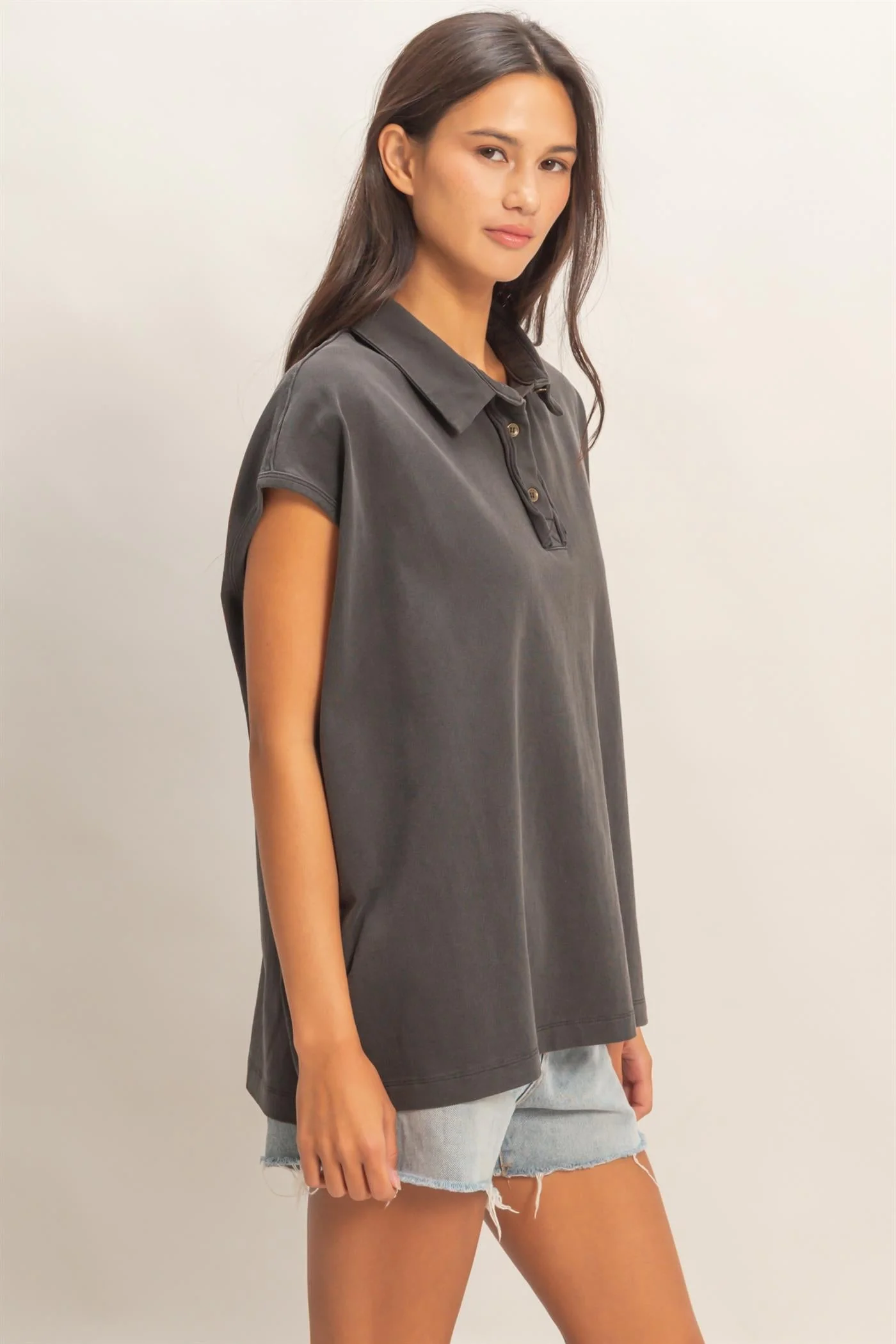 Mocha Polo Sleeveless Top - Image 3
