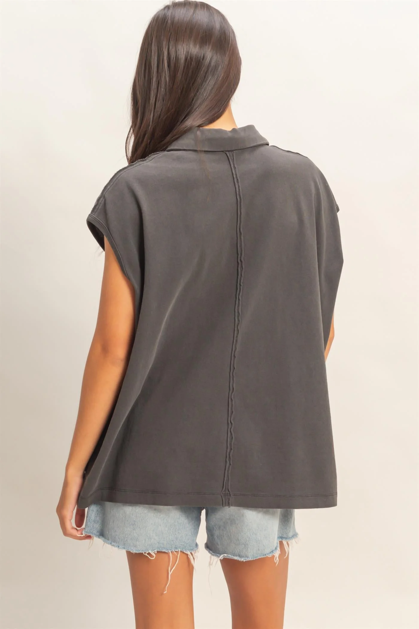 Mocha Polo Sleeveless Top - Image 4