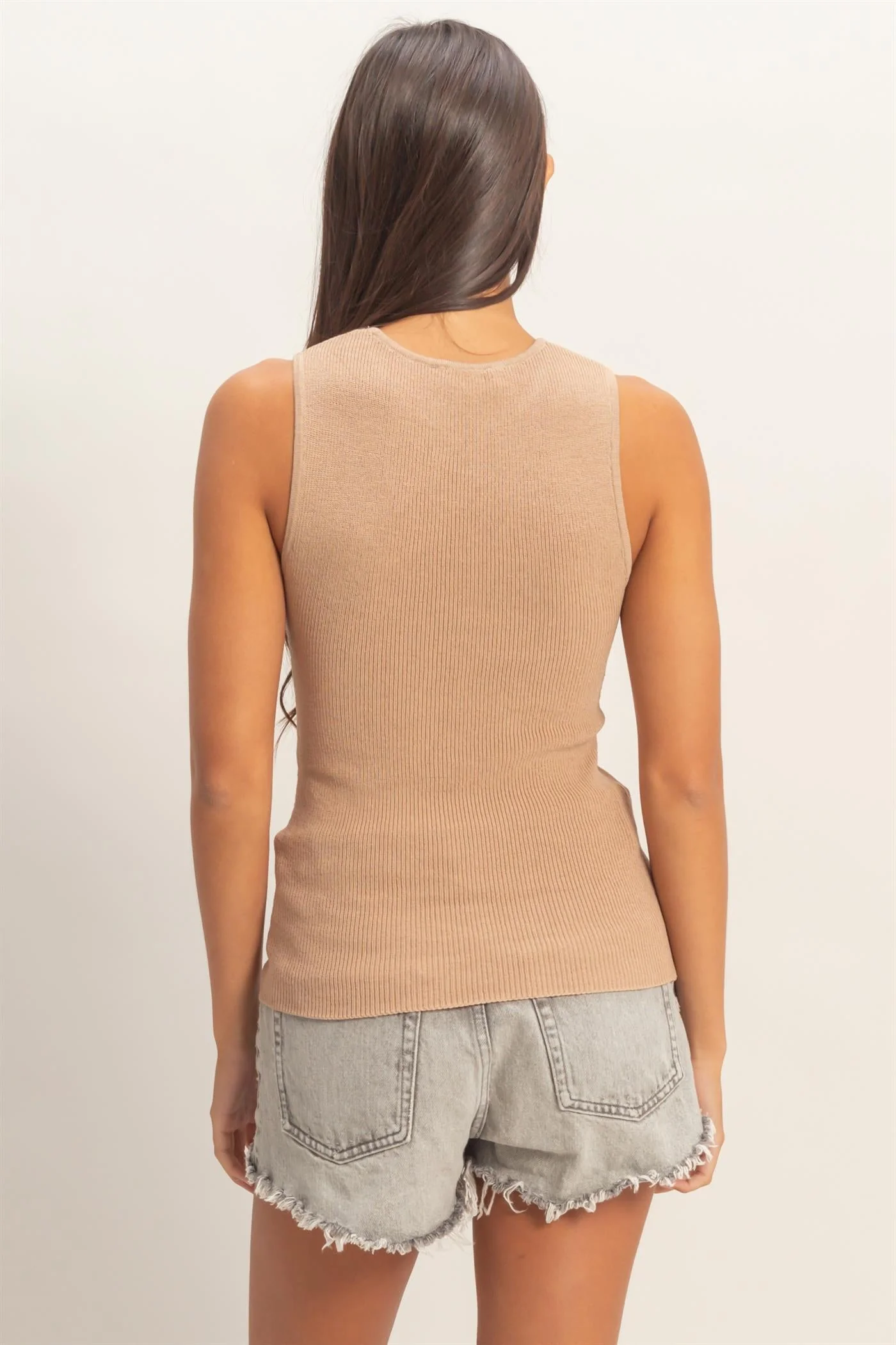 Mocha Ribbed Tank Top - Image 4