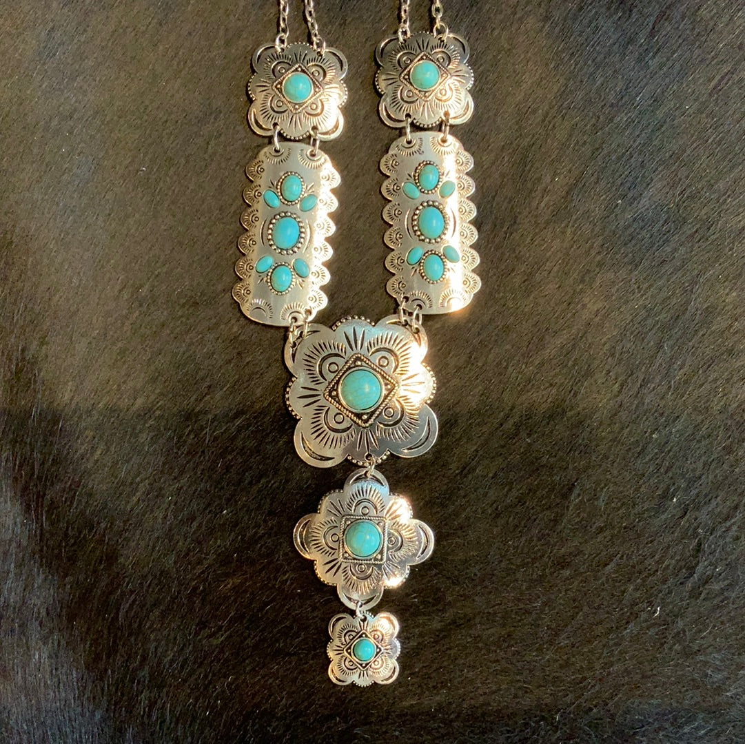 Multi Concho With Turquoise Necklace - Image 2