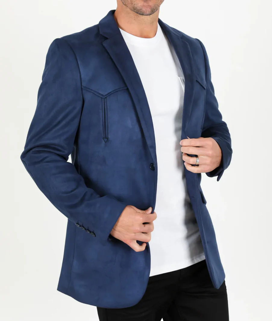 Navy Suede Blazer - Image 3