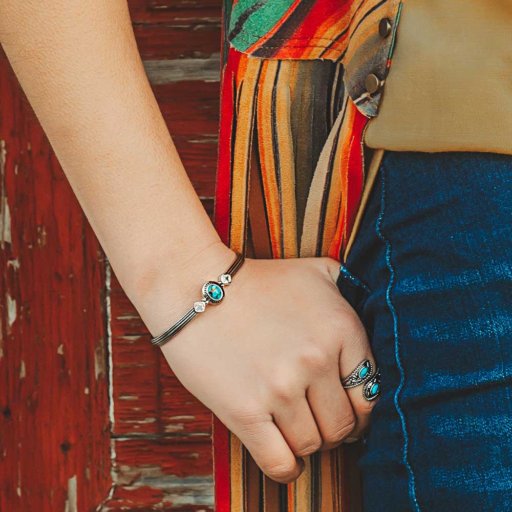 Open Night Sky Turquoise Cuff Bracelet - Image 2