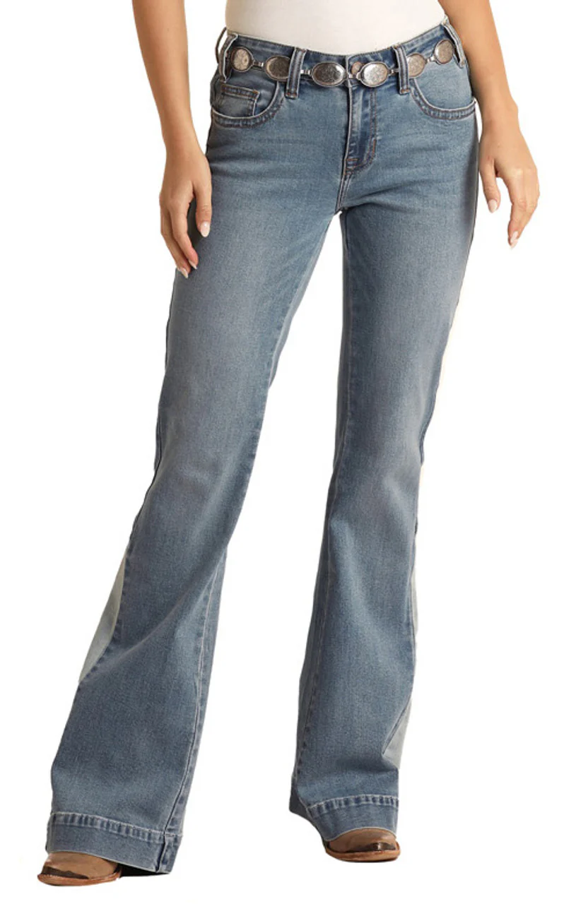 Final Sale✨Patchwork Denim Mid Rise Trouser - Image 5