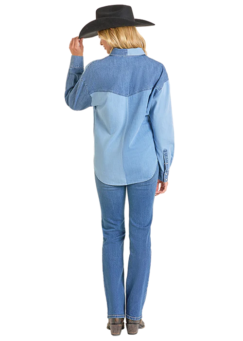 Patchwork Denim Women's Top - Image 2