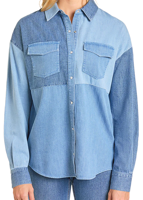 Patchwork Denim Women's Top - Image 3
