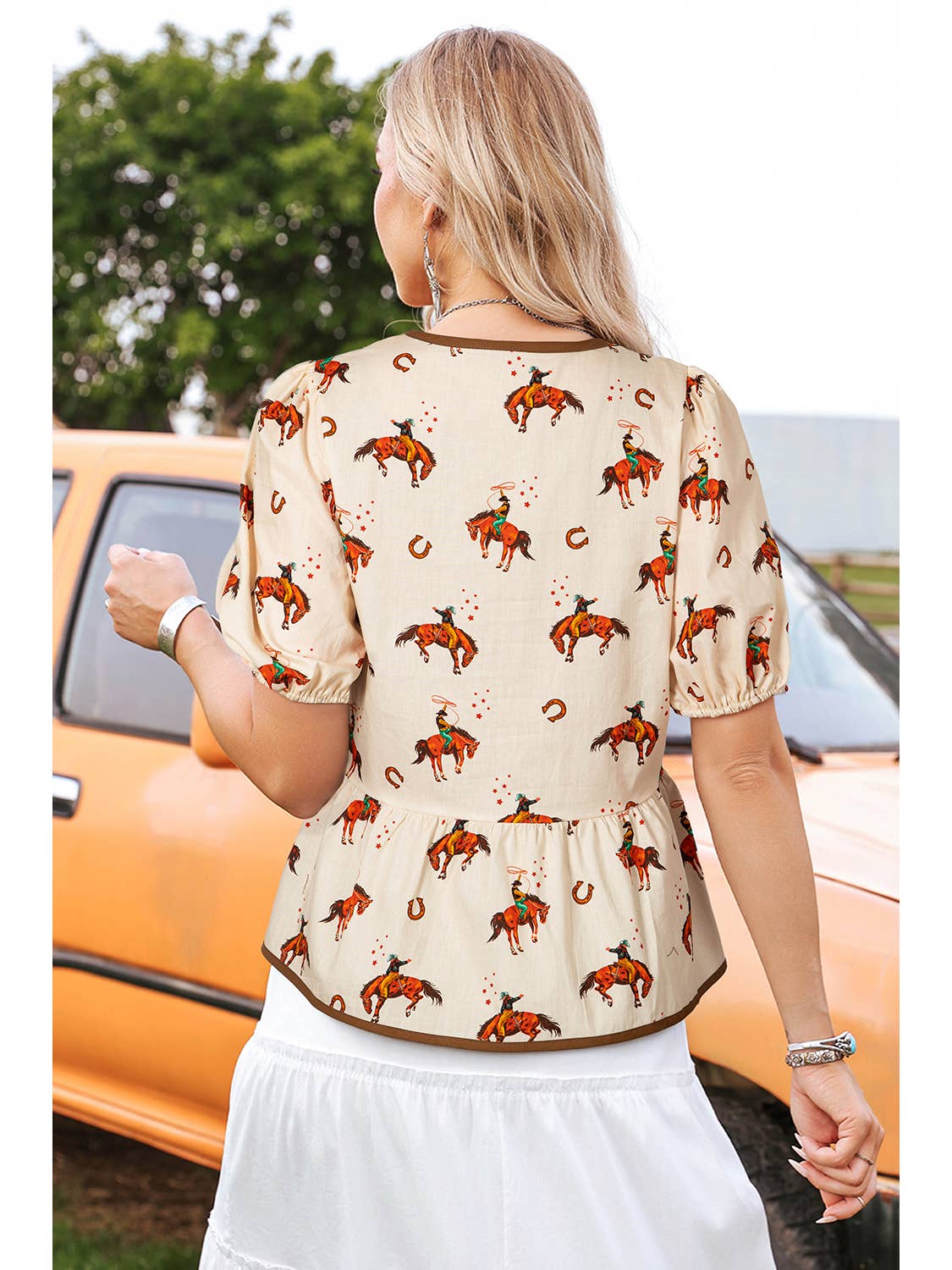 Puff Sleeve Bowknot Top - Image 2